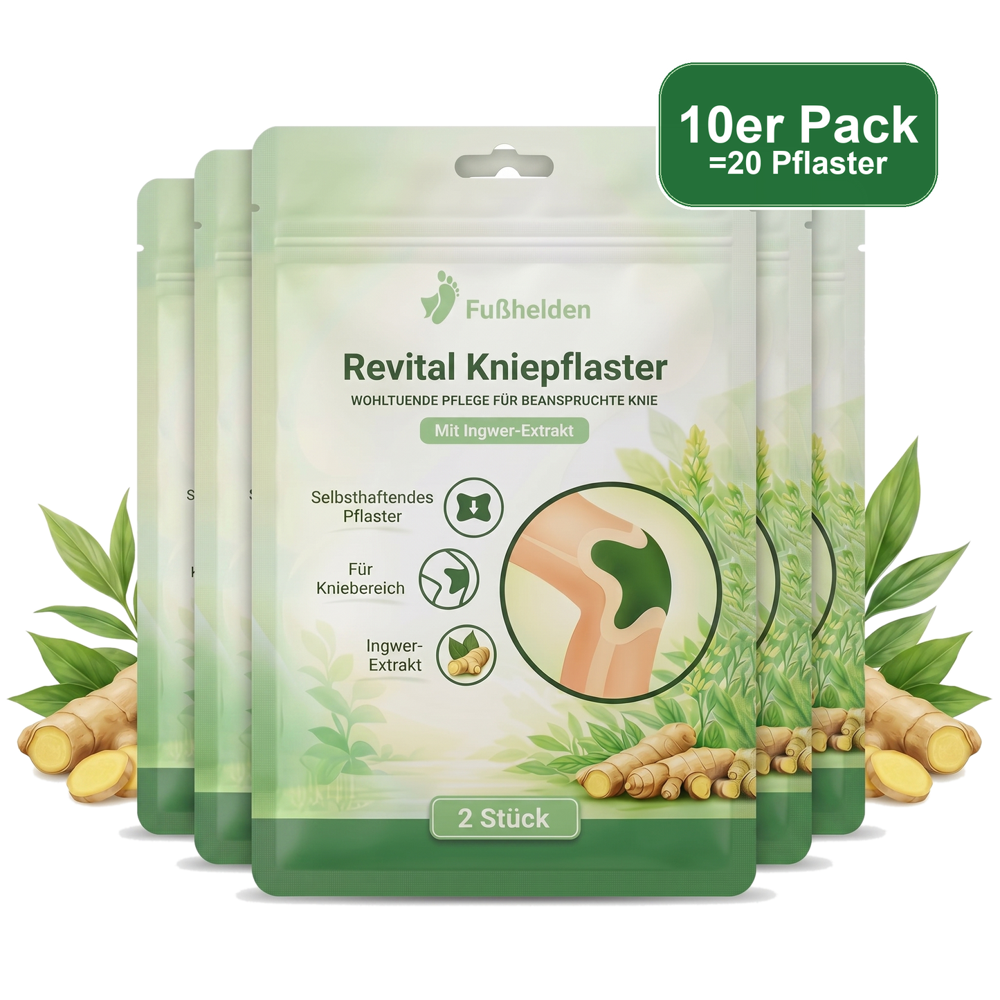 10er Pack - Fußhelden Revital Kniepflaster