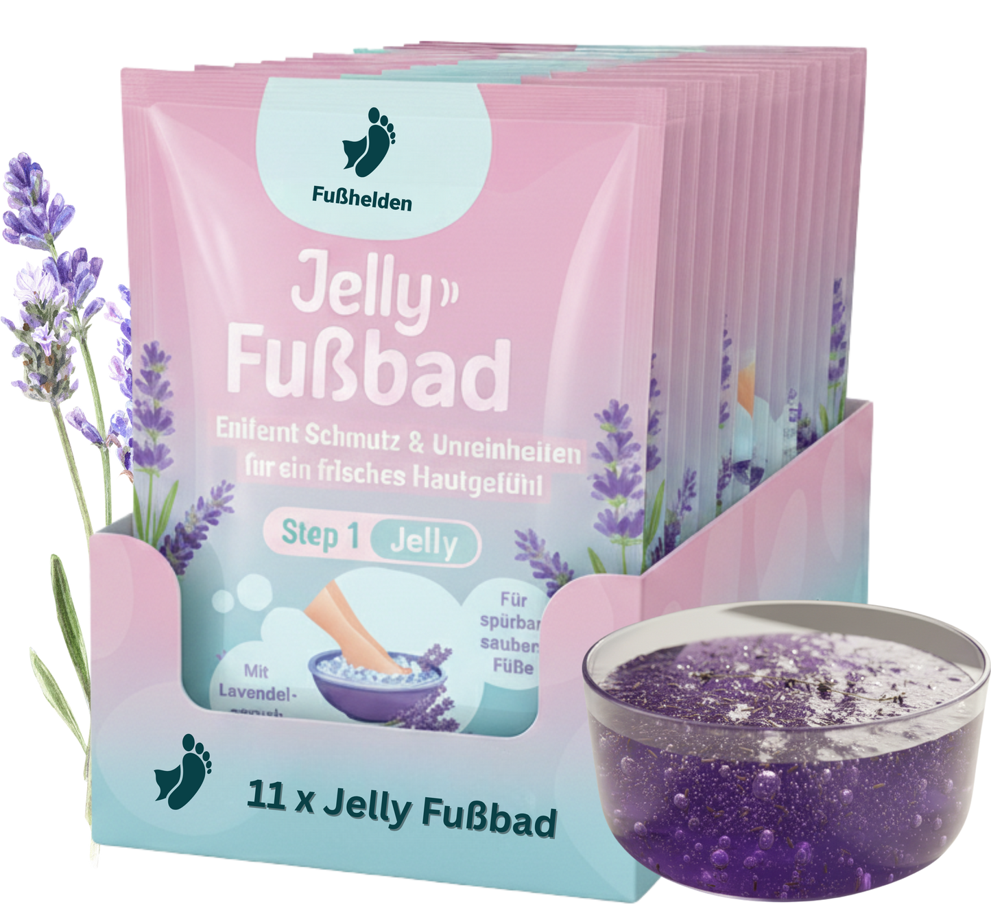 11er Tray Fußhelden® Jelly Spa Lavendel (Step 1+2)
