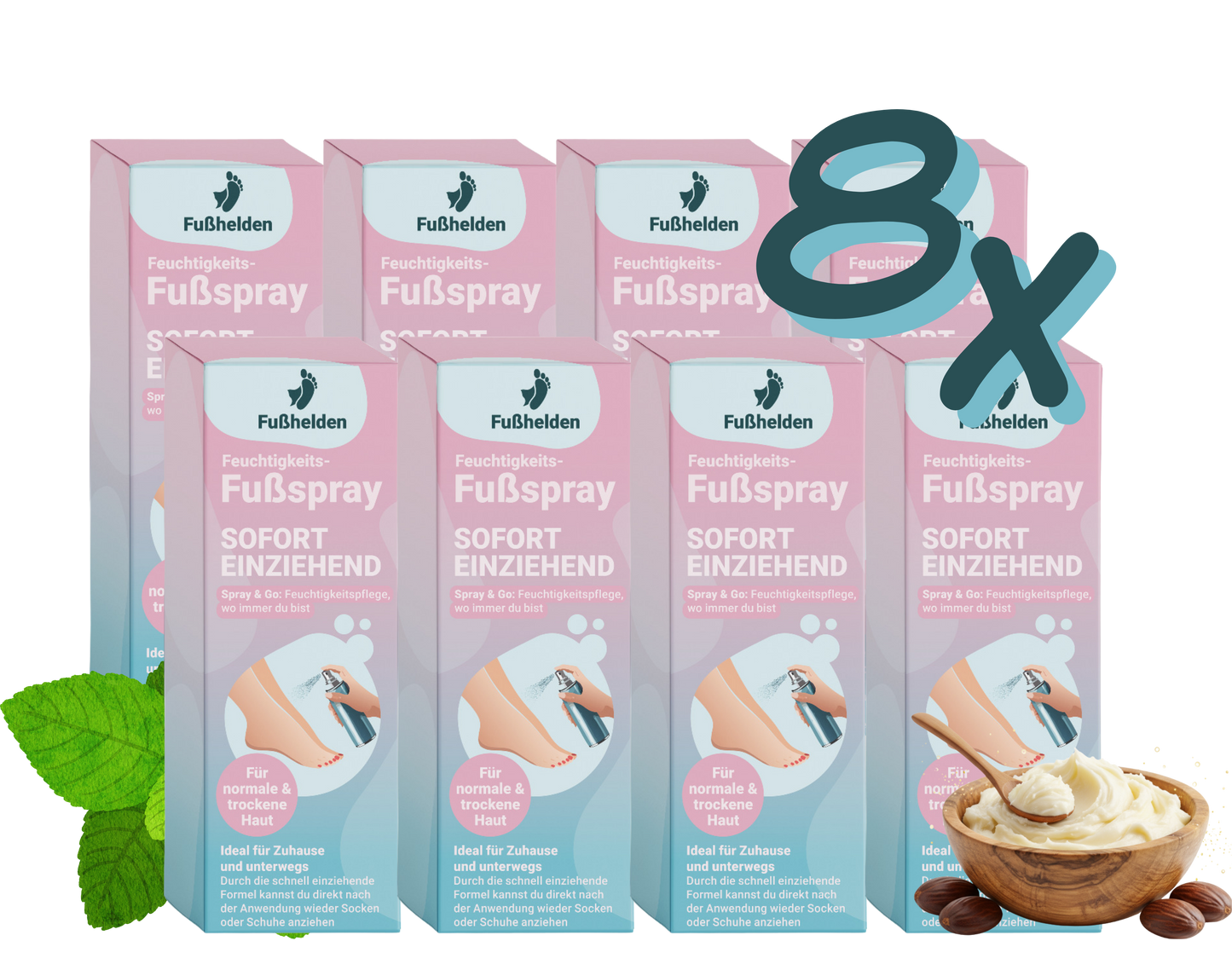8er Pack Fußhelden® Feuchtigkeits-Fußspray